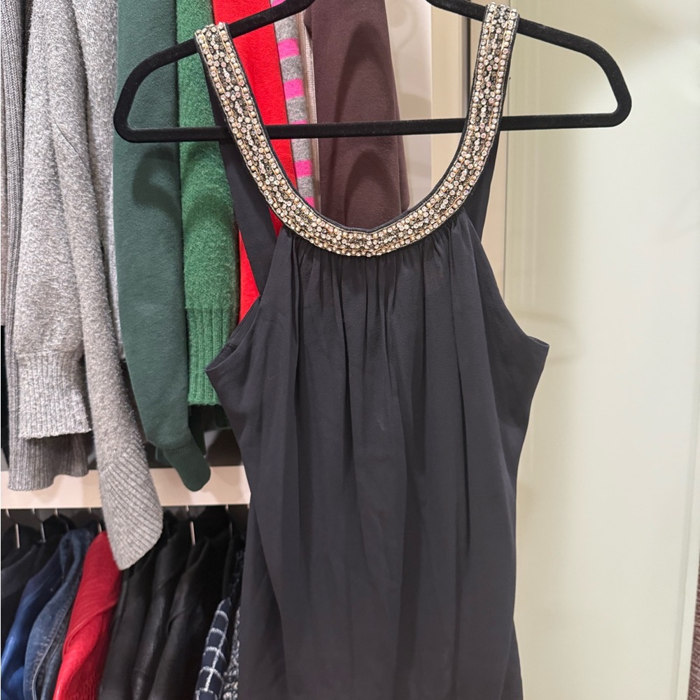 Black Embellished Sleeveless Top